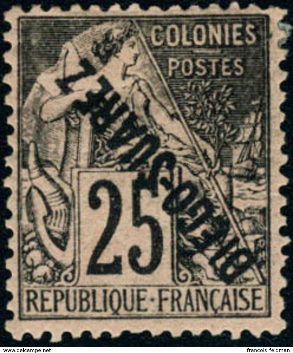 Neuf Avec Charnière N° 20a. 25c Noir Sur Rose, Surcharge Renversée, T.B. Signé A. Brun. - Otros & Sin Clasificación