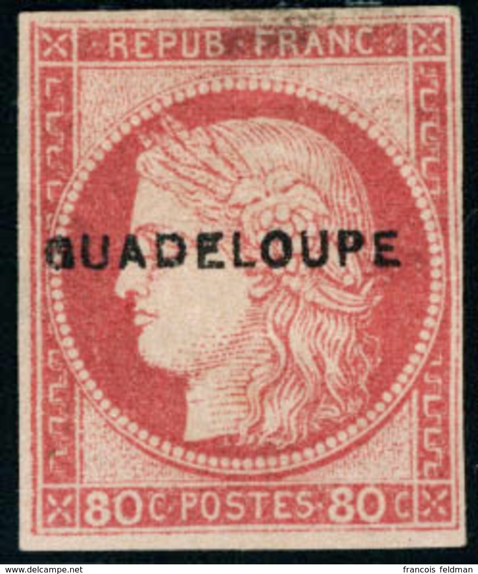 Neuf Avec Charnière N° 13. 80c Rose, Petit G à Guadeloupe, Petit Pelurage, Aspect T.B. Signé Thiaude. Maury N° 13e. - Autres & Non Classés