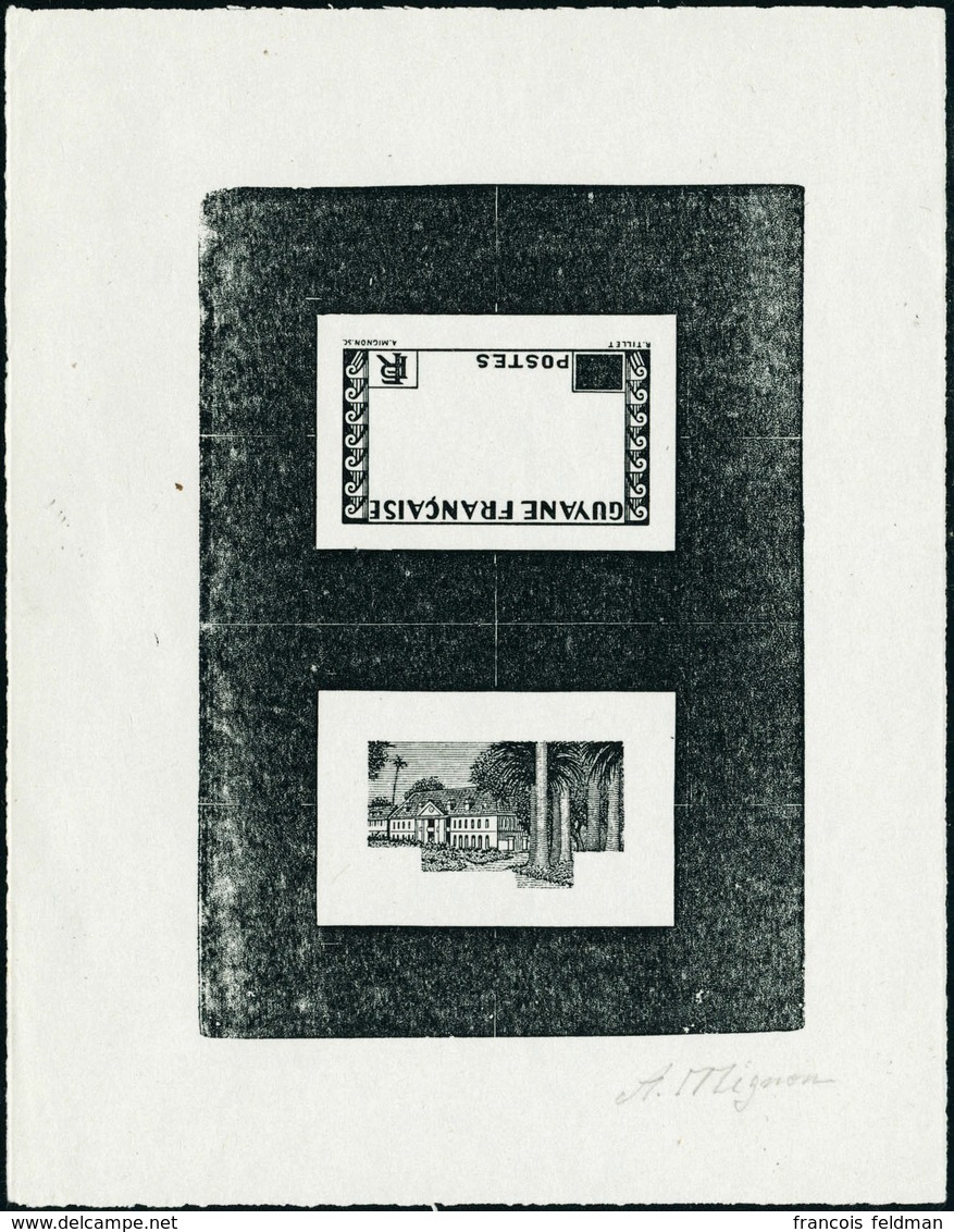 Type Hôtel Du Gouvernement De 1929. Epreuve D'artiste En Noir, En 2 Parties : Cadre + Fond. Sans La Valeur Faciale. T.B. - Autres & Non Classés