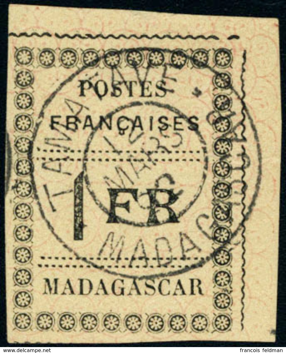 Oblitéré N° 12. 1f Noir Sur Jaune, Càd Central Tamatave 12 Mars 92. T.B. Signé A. Brun. - Autres & Non Classés