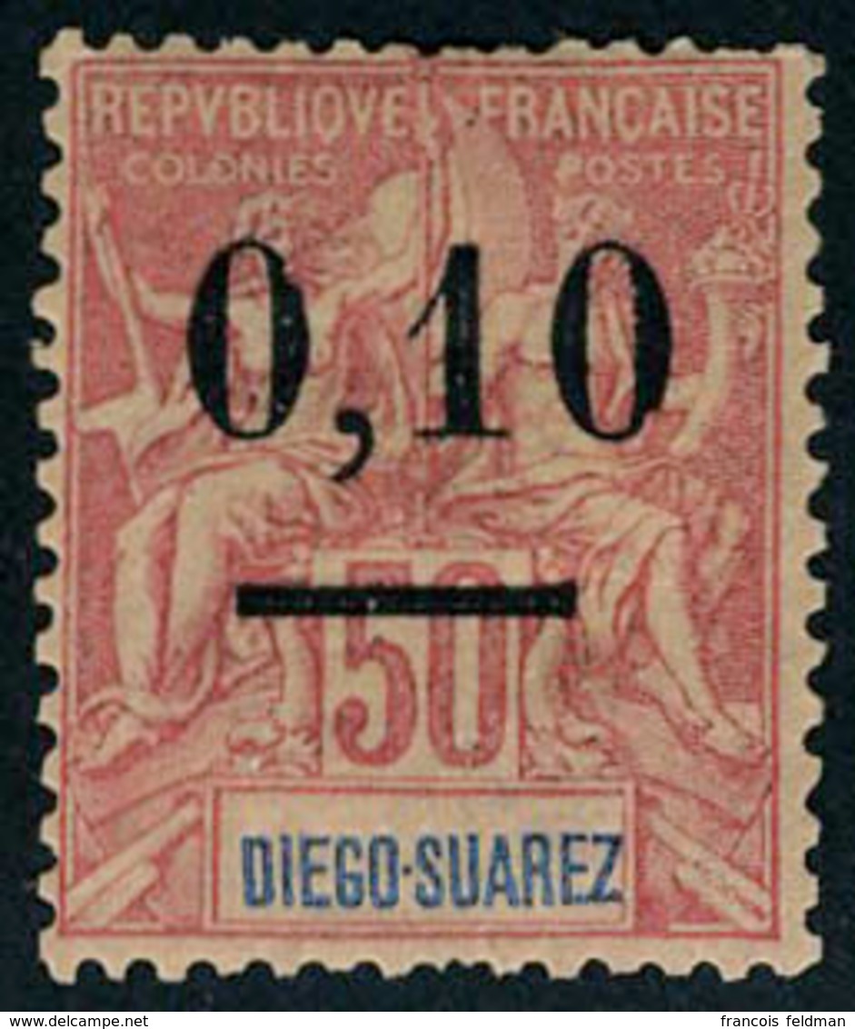 Neuf Avec Charnière N° 60, 0.10 S/50 Rouge, 2 Dents Légèrement Courtes, Sinon TB, Signé Brun, Miro... - Autres & Non Classés