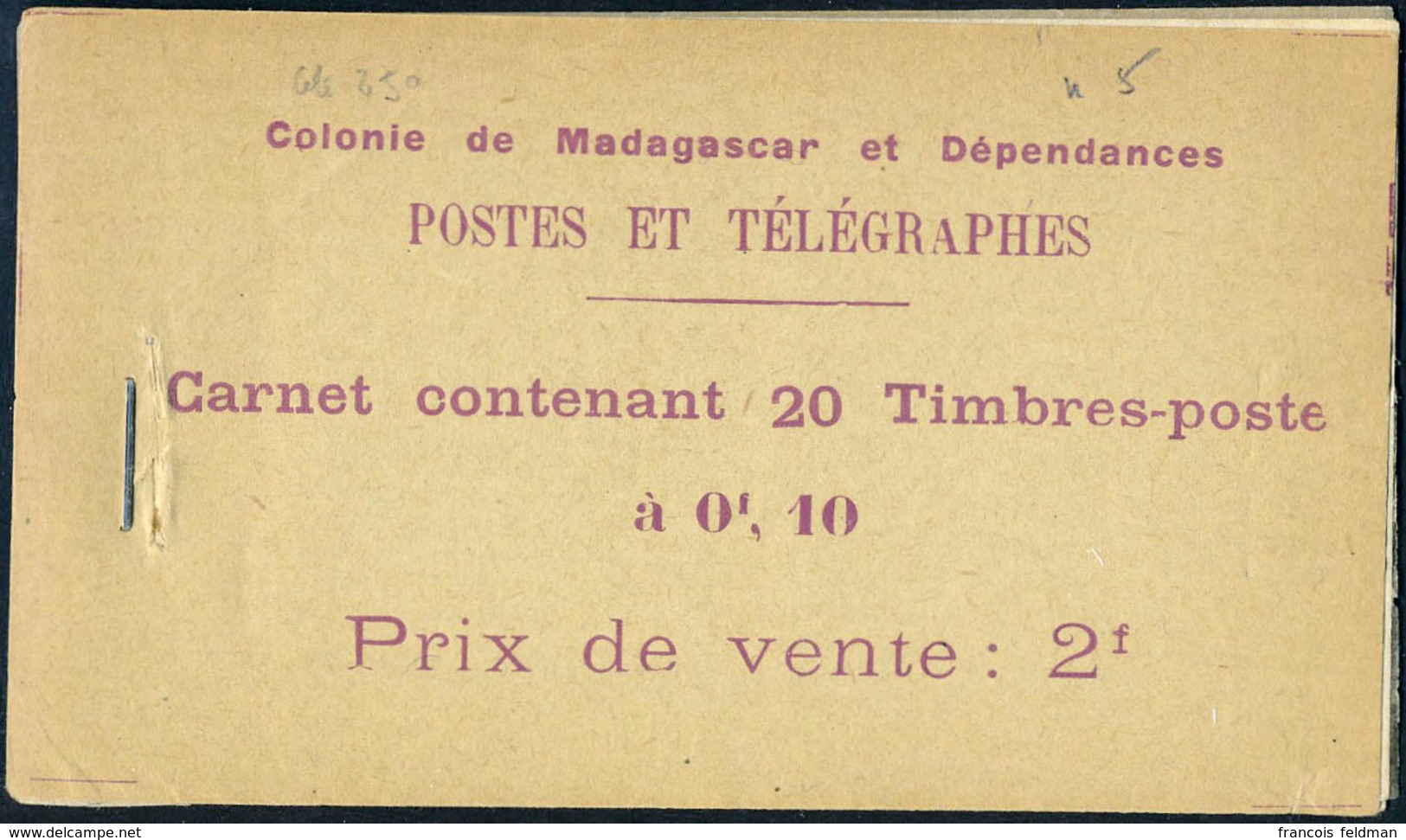 Neuf Sans Charnière N° 5a, Carnet De 20 Timbres Du 10c, Variété F Brisé En Haut, TB - Maury - Autres & Non Classés