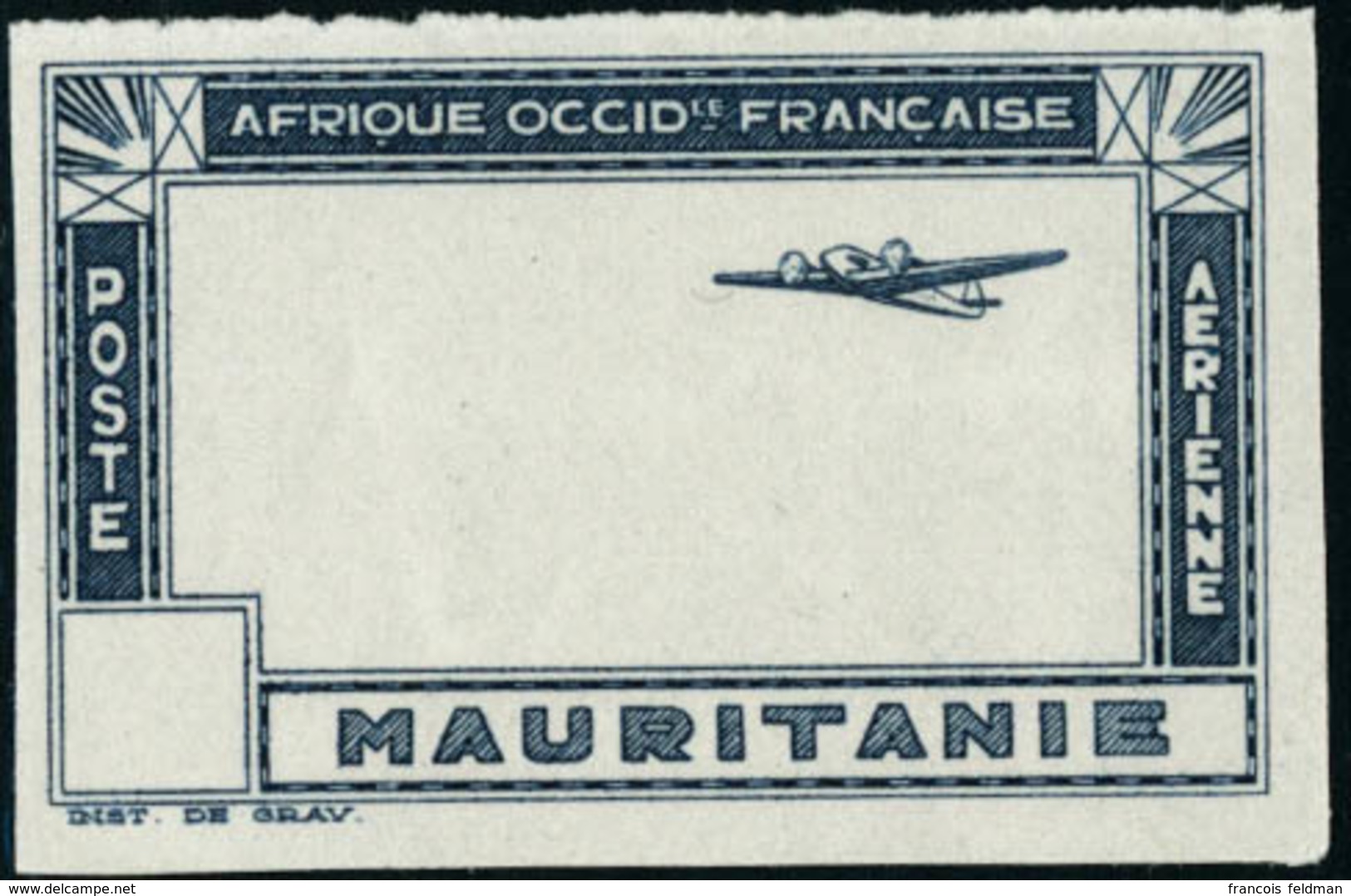 Neuf Sans Gomme Type PA De 1942 (caravane), Non Dentelé, Cadre Et Avion Seuls, Sans Valeur Faciale, Outremer. T.B. - Autres & Non Classés