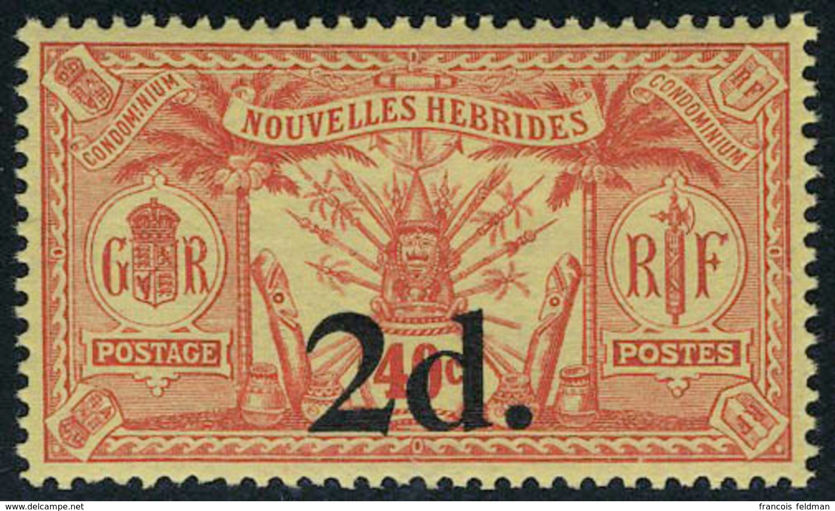 Neuf Sans Charnière N° 69, 2d Sur 40c Rouge Sur Jaune T.B. - Autres & Non Classés