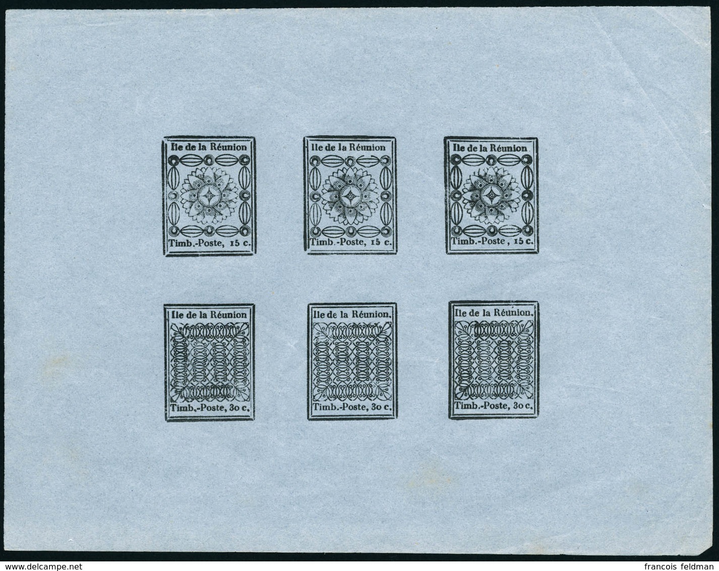 Neuf Sans Gomme N°1a/2b. 15c Et 30c Réimpression. Feuillet De 3 Paires Sur Papier Mince Bleuté. T.B. - Other & Unclassified