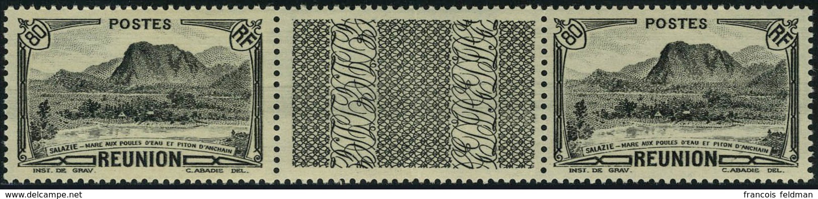 Neuf Sans Charnière N° 138A, 80c Noir Paire Interpanneau, Non émis, T.B. - Andere & Zonder Classificatie