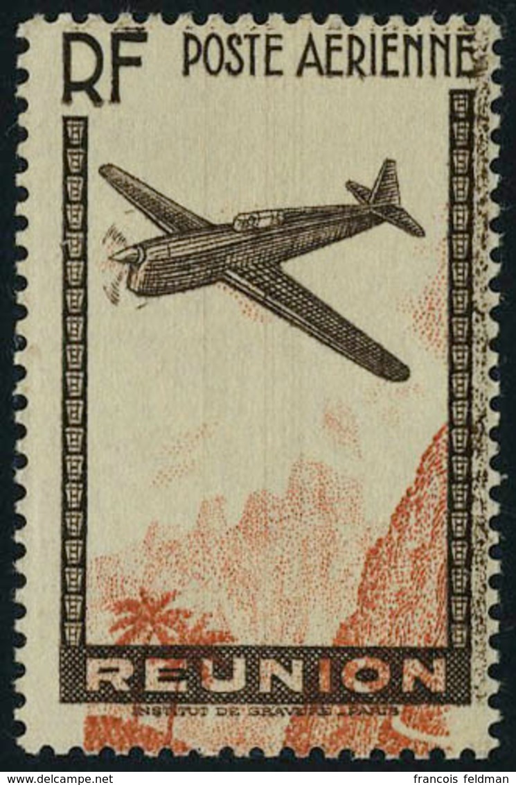 Neuf Sans Charnière N° 3, Avion En Vol, Brun Et Rouge, Valeur Faciale Absente Et Belle Variété : Centre Très Déplacé Ver - Otros & Sin Clasificación