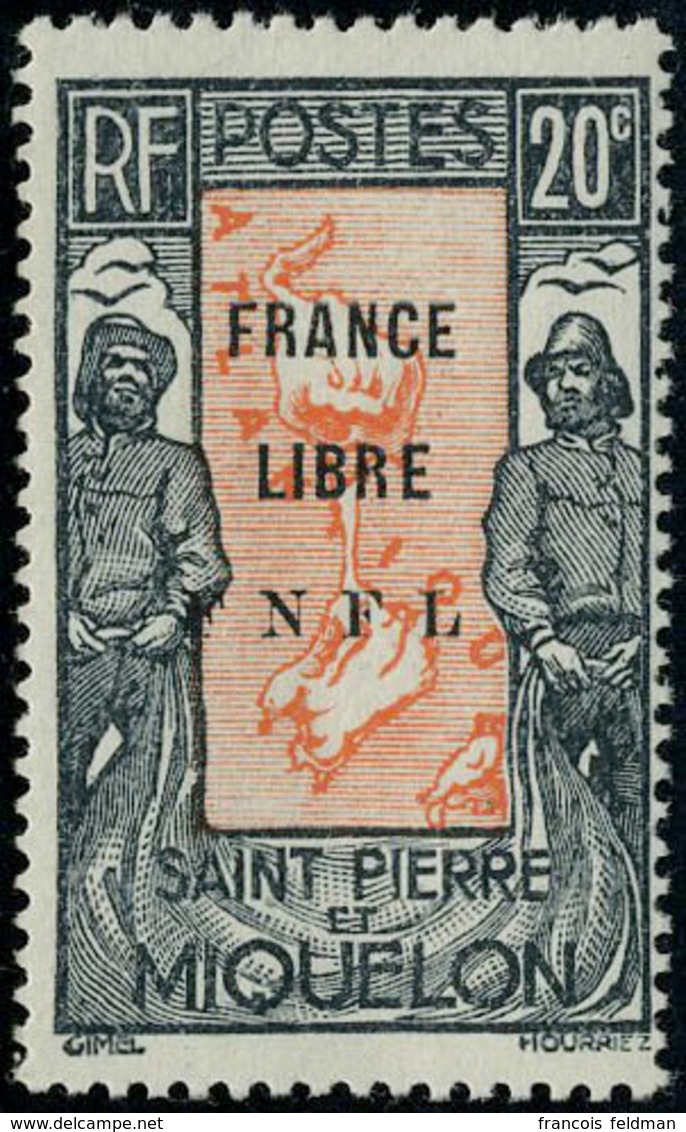 Neuf Sans Charnière N° 285, 20c Noir Et Rouge Orange Surchargé France Libre FNFL,  TB Signé A Brun - Other & Unclassified