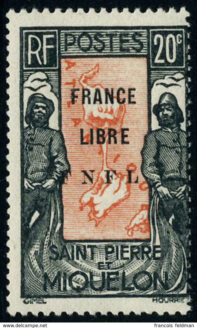 Neuf Avec Charnière N° 285, 20c Noir Et Rouge Orange, France Libre, T.B. - Autres & Non Classés