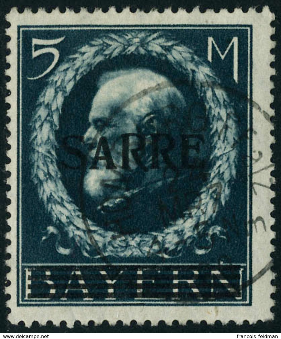 Oblitéré N° 30, 5m Bleu Variété Petit A, Rare, T.B. Signé Brun, Michel 30V - Sonstige & Ohne Zuordnung