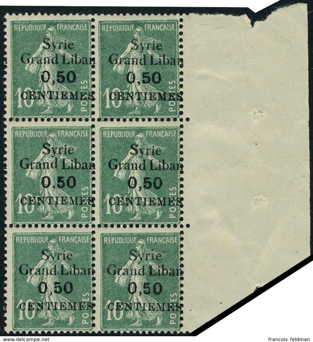 Neuf Sans Charnière N° 90b, Erreur De Valeur 050 Sur 10c Vert Semeuse, Bloc De 6 Bdf, Superbe - Altri & Non Classificati