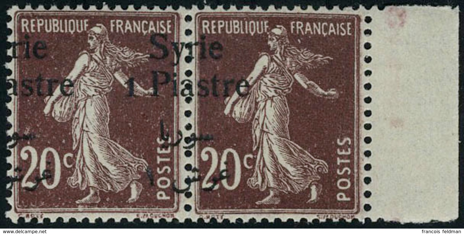 Neuf Sans Charnière N° 109, 1p Sur 20c Lilas Brun Semeuse, Paire Hor Surchrage à Cheval, Bdf, TB - Andere & Zonder Classificatie