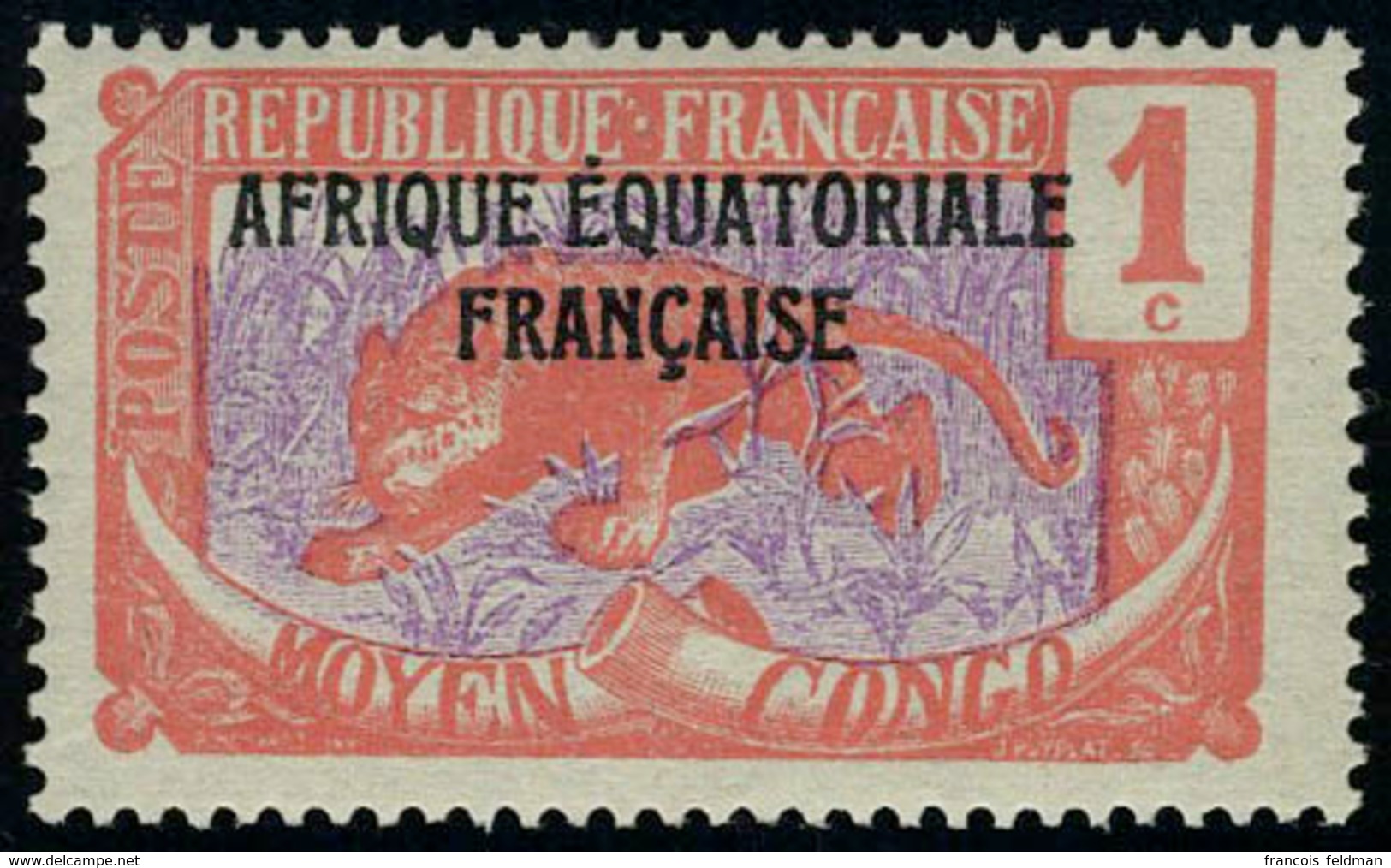 Neuf Avec Charnière N° 19a, 1c Rouge Et Violet Sans Surcharge Tchad, Cl TB - Otros & Sin Clasificación