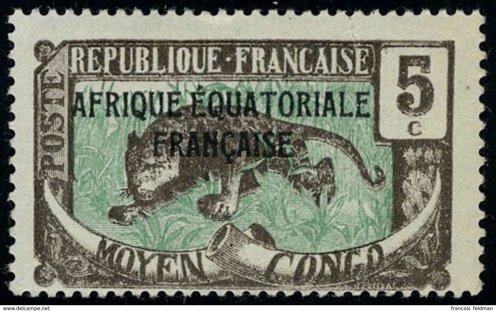 Neuf Avec Charnière N° 22a, 5c Brun Foncé Et Vert Sans Surcharge Tchad, Cl, TB - Sonstige & Ohne Zuordnung