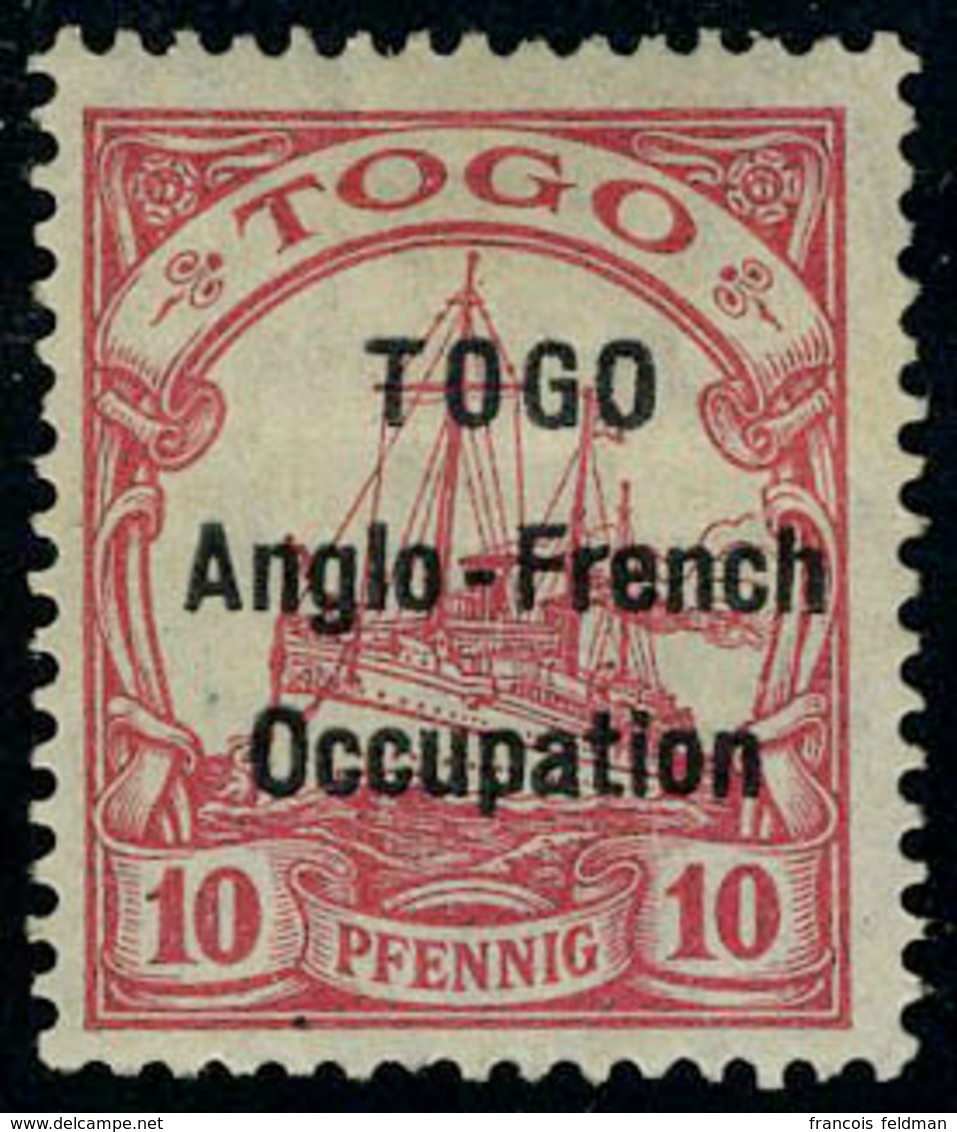 Neuf Avec Charnière N° 34, 10pf Anglo French Occupation, Type I, TB Signé Champion - Other & Unclassified