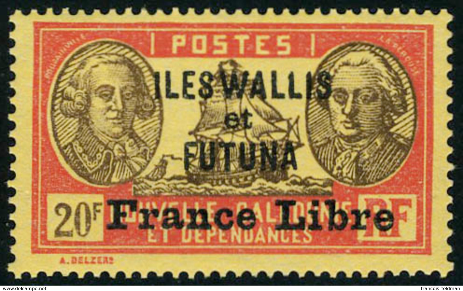 Neuf Sans Charnière N° 124, 20f Surchargé France Libre, TB - Sonstige & Ohne Zuordnung