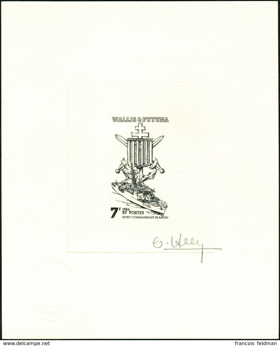 N° 349, Aviso Commandant Blaison, 2 Epreuves D'Artiste : 1 En Noir Et 1 En Ardoise, Signées, TB - Sonstige & Ohne Zuordnung