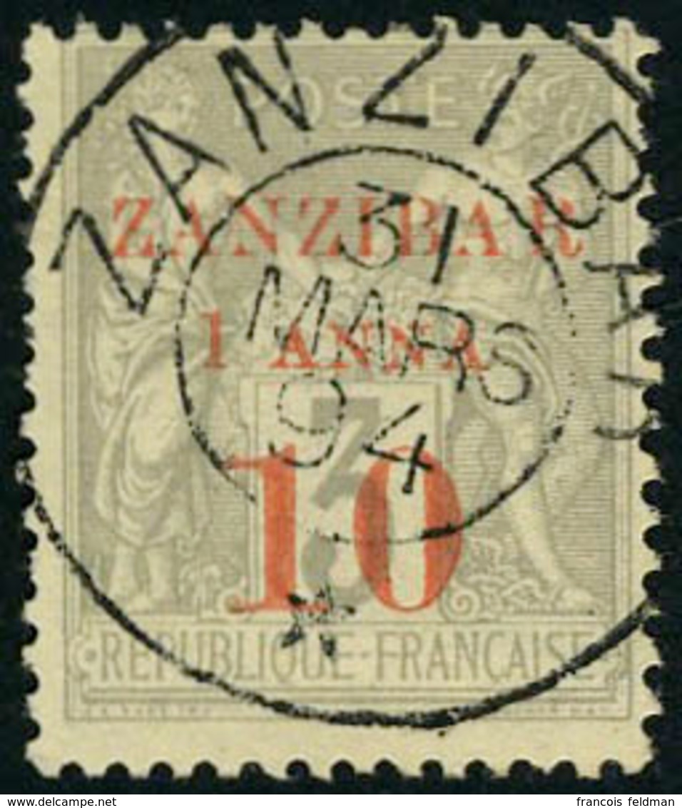 Oblitéré N° 13b, 10 S/3c Gris, Type III, TB, Signé Brun - Other & Unclassified