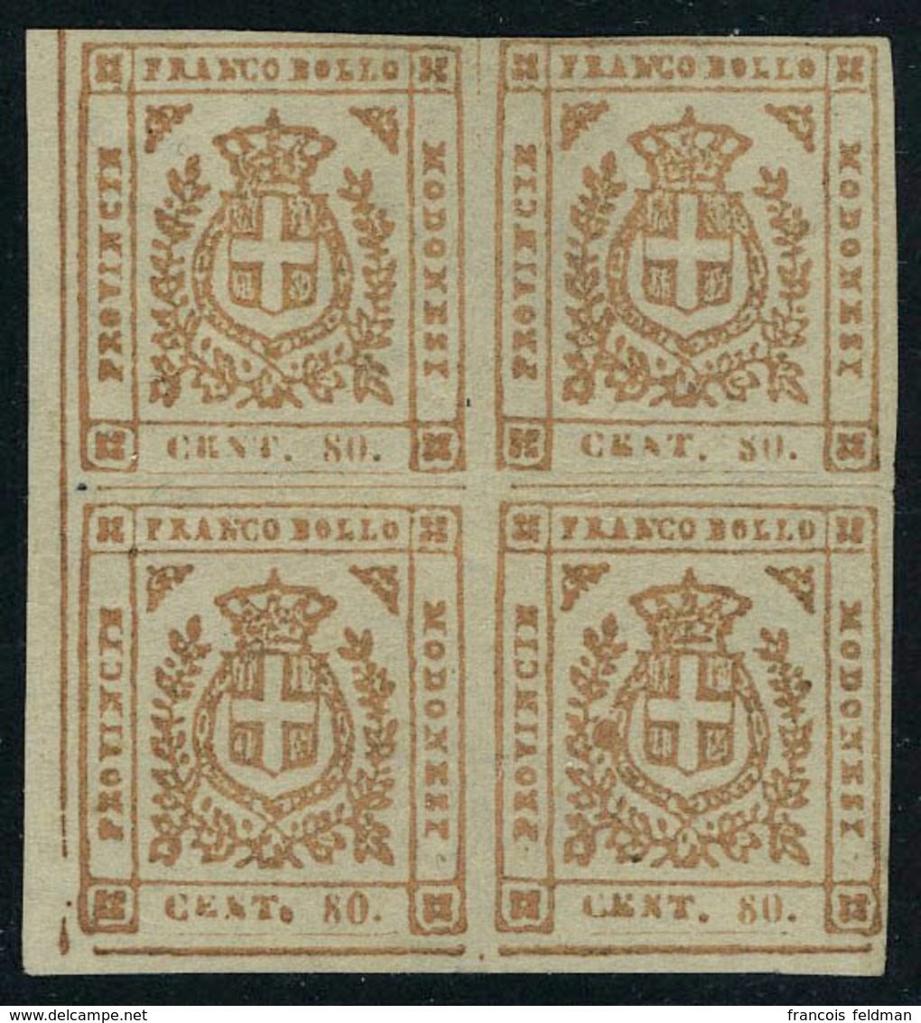 Neuf Avec Charnière N° 11, 80c Brun Orange, Bloc De 4, Bdf, Superbe, Signé Diéna. Sassone 18 : 1350€ - Altri & Non Classificati