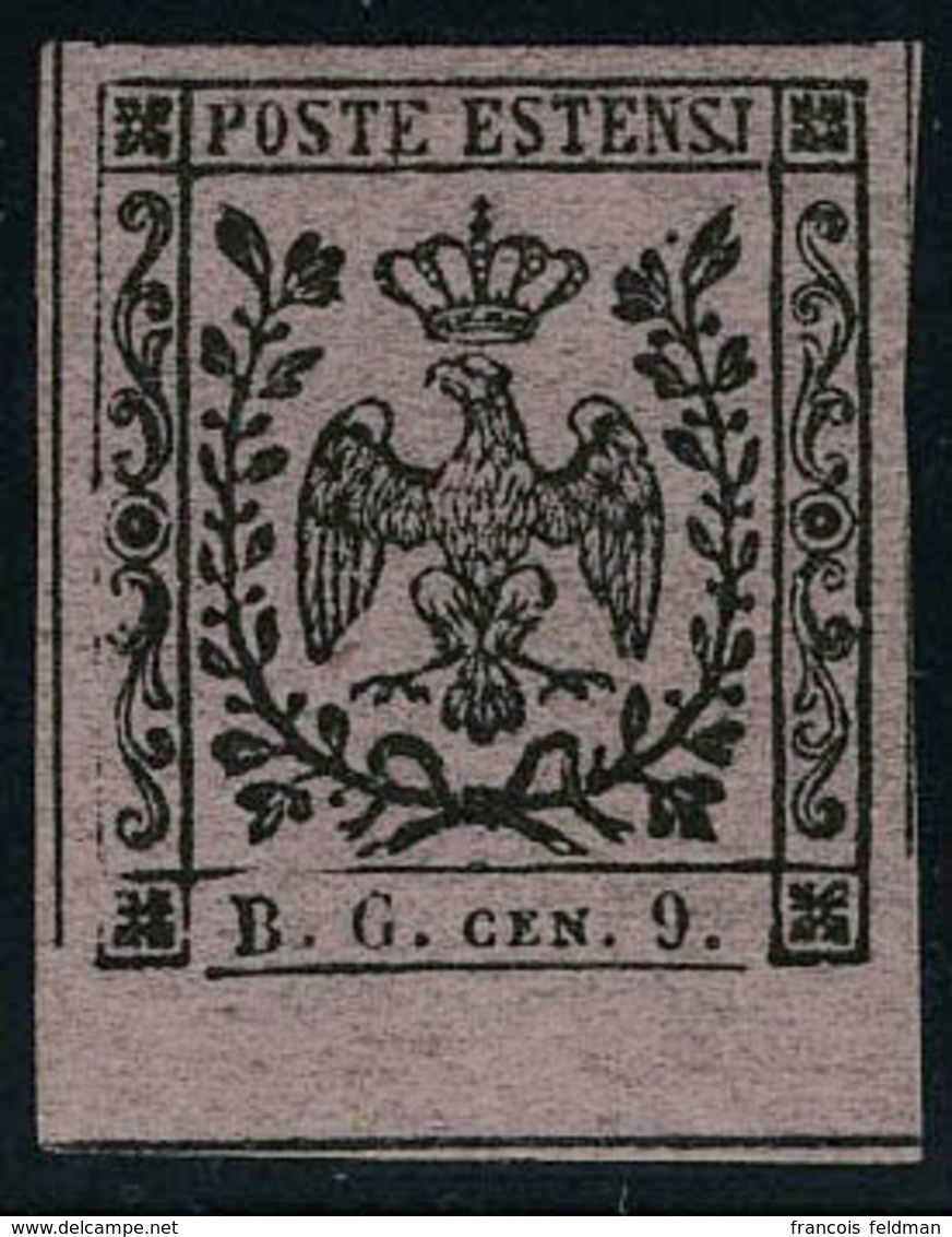 Neuf Avec Charnière N° 2, 9c Lilas Gris, Bdf, Superbe, Signé Fiecchi, Sassone BG 2 : 1200 € - Autres & Non Classés