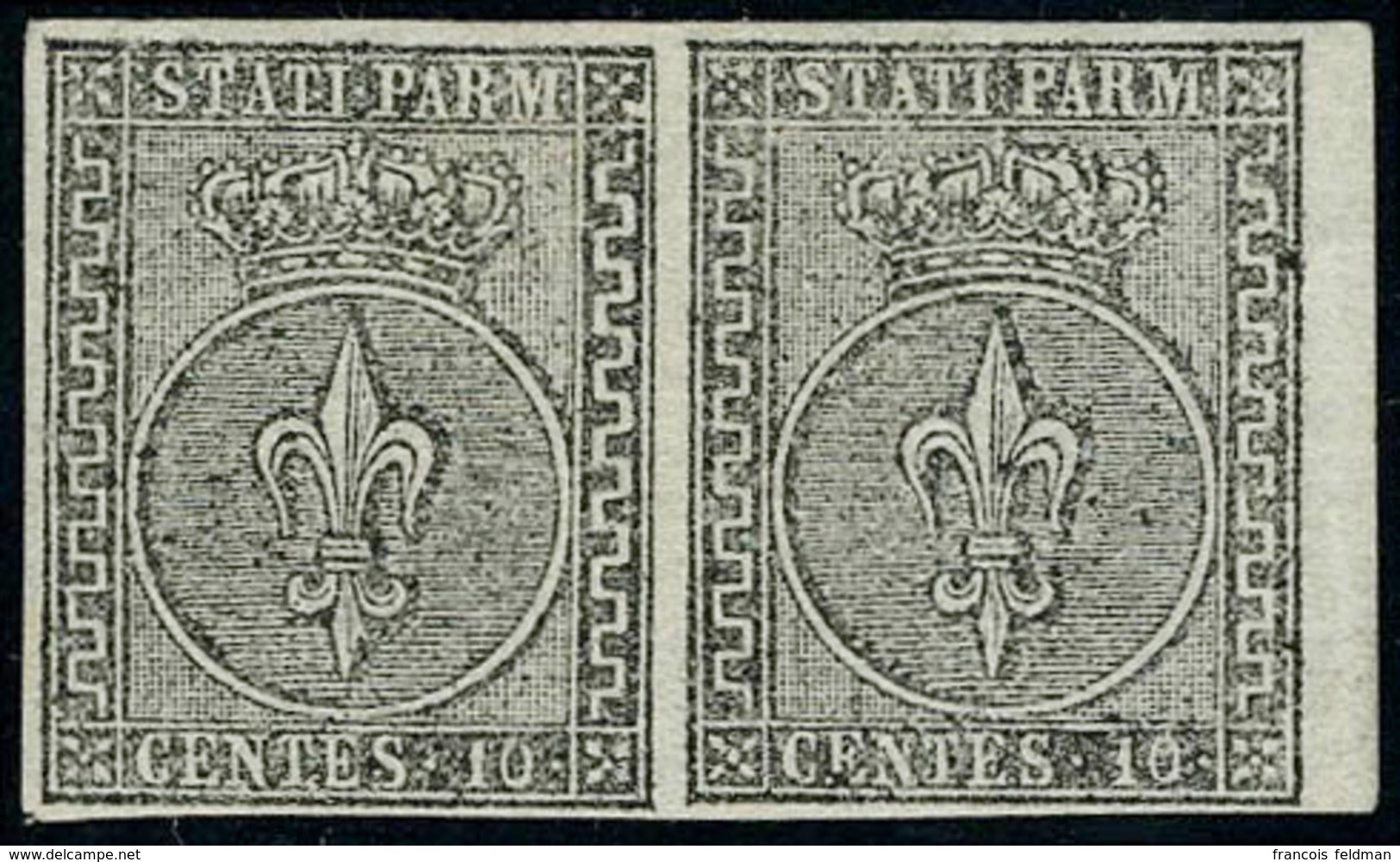 Neuf Avec Charnière N° 2, 10c Noir Sur Blanc, Paire Hor., Bdf, Superbe, Signé Diéna, Sassone 2 - Other & Unclassified