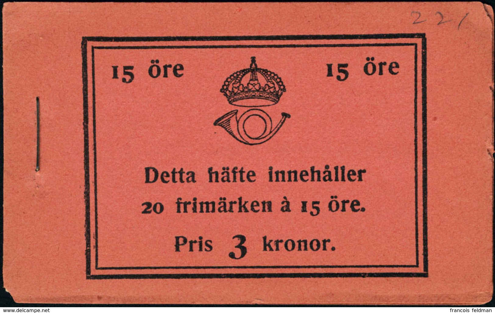 Neuf Sans Charnière Carnet N°C196.  15ore Rouge. Carnet Complet De 20 Timbres. Prix 3Kr. T.B. - Altri & Non Classificati