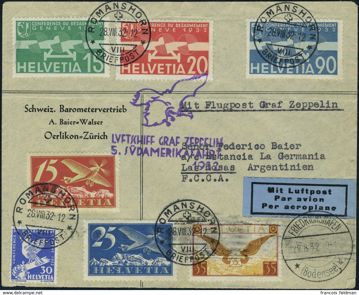 Lettre Zeppelin 5 SAF Pour L' Argentine TB - Other & Unclassified