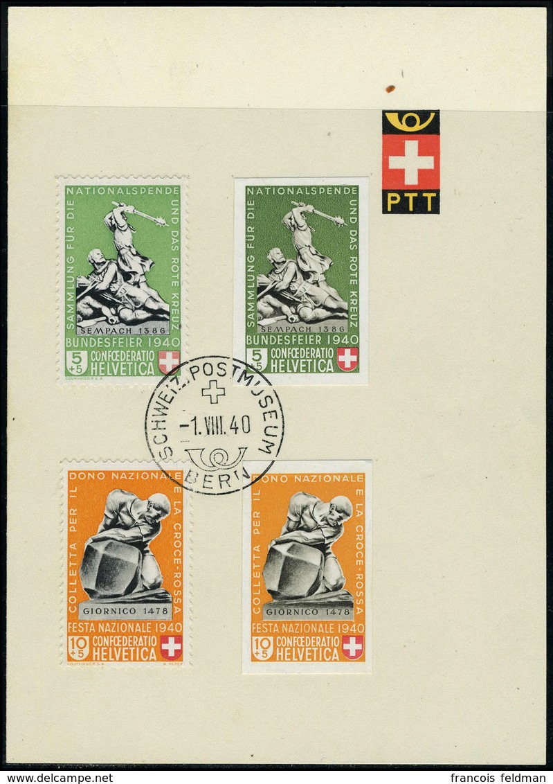 Lettre N° 5, Les 4 Timbres ND Du Bloc Obl 1/8/40 Sur 3 Feuillets PTT Avec La Série Normale T.B. Cat Suisse 780FS - Other & Unclassified