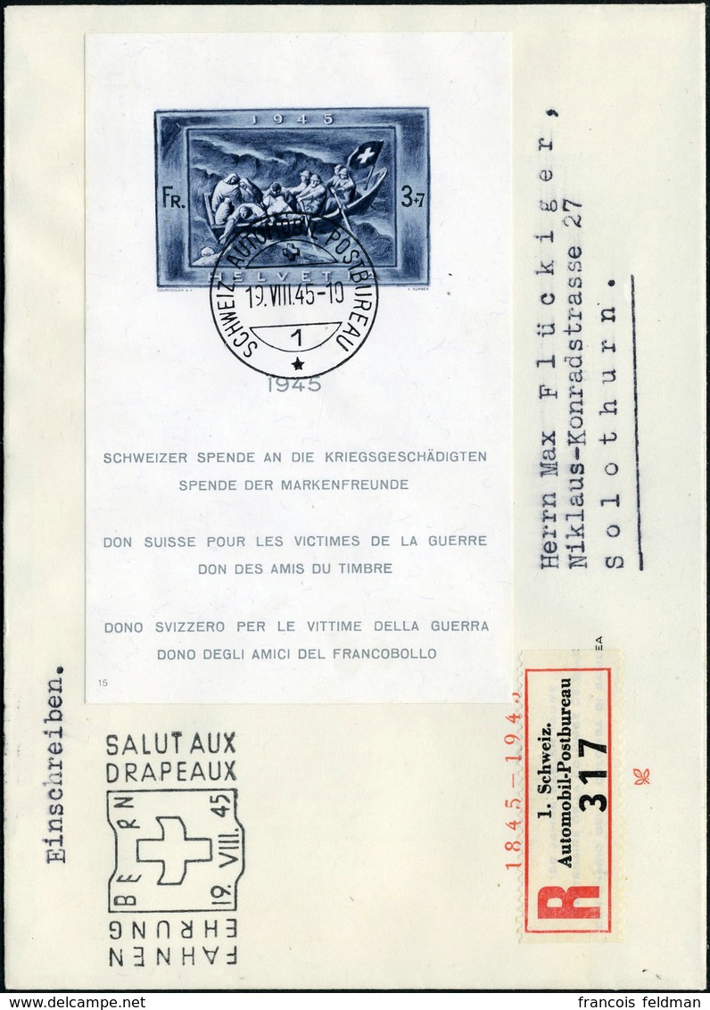 Lettre N° 11, Bloc Pour Les Victimes De Guerre, Obl Du 19/8/45 S/LR Pour La Suisse, TB - Zumstein 440FS - Other & Unclassified