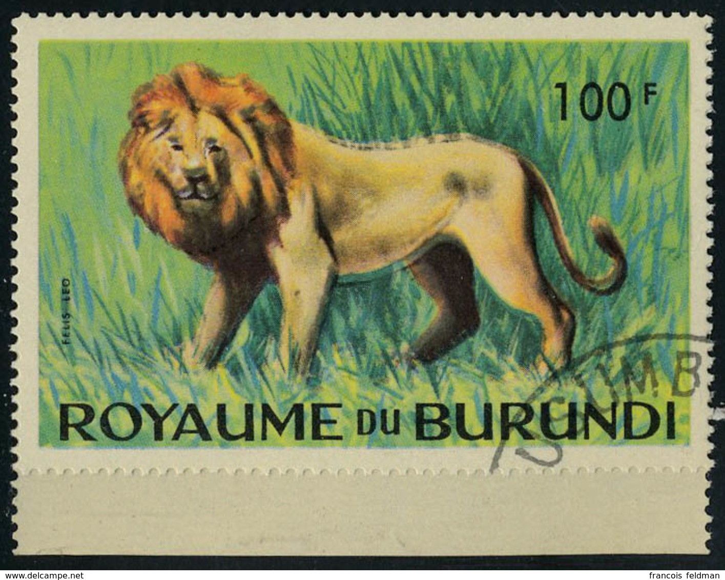 Oblitéré N° 94, 100f Lion Double Impression Du Centre, Bdf, T.B. - Autres & Non Classés