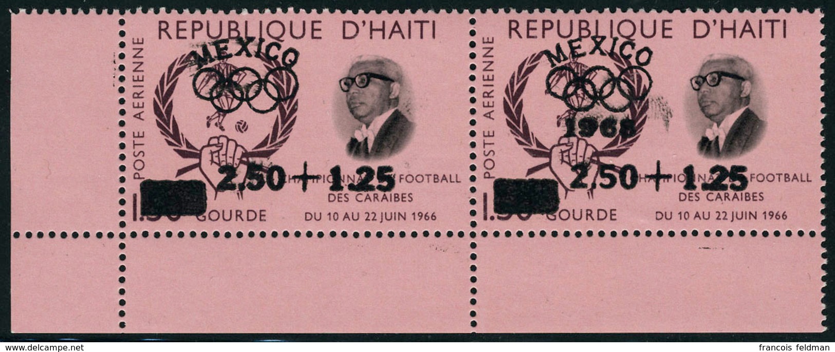 Neuf Sans Charnière N° 591/2, + PA 361/62, JO De Mexico 1968, Paire Hor. : Surcharge Sans 1968 Tenant à Surcharge Normal - Autres & Non Classés