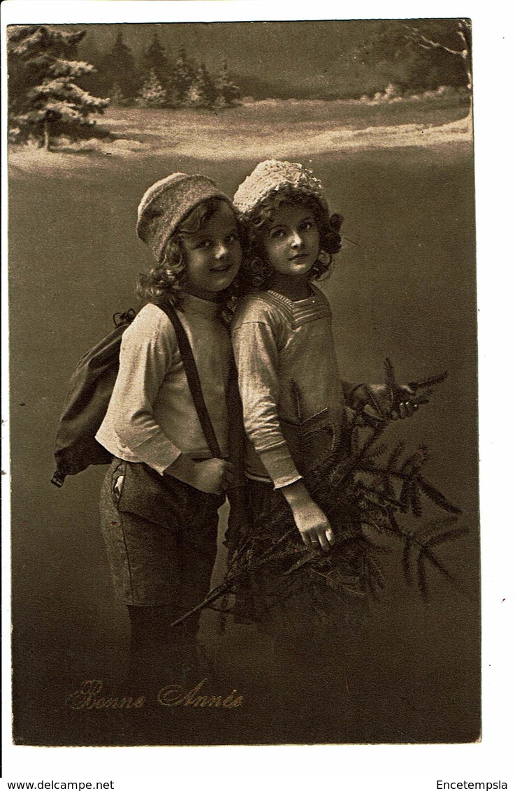 CPA - Carte Postale  Belgique-Bonne Année -Deux Fillettes Avec Une Branche De Sapin M4878 - Nouvel An