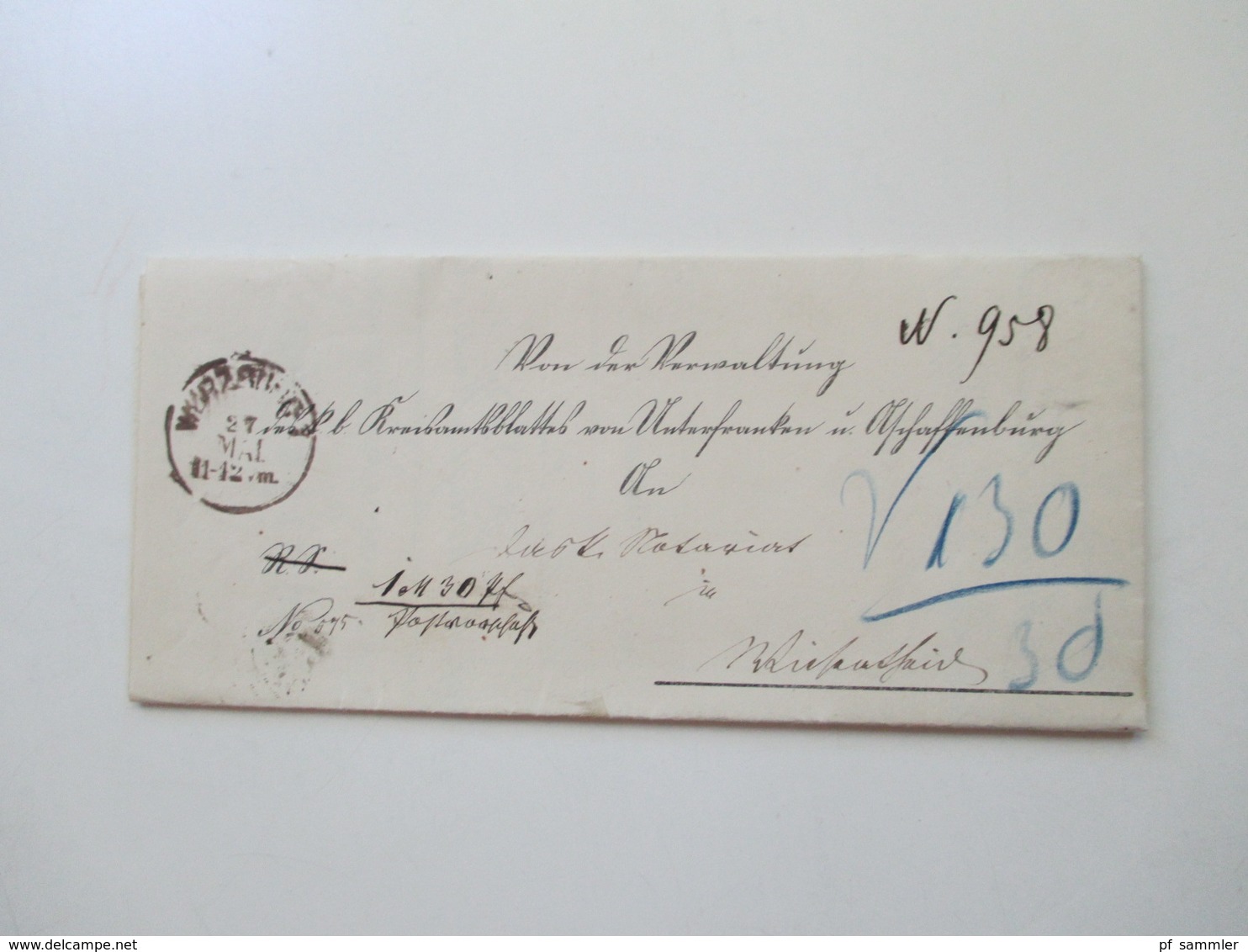 AD Bayern - DR 1809 - 1920er Jahre! Dienstbriefe / Amtsbriefe Markenlos. Viel mit Inhalt. Farbige Stempel. 100 Stk