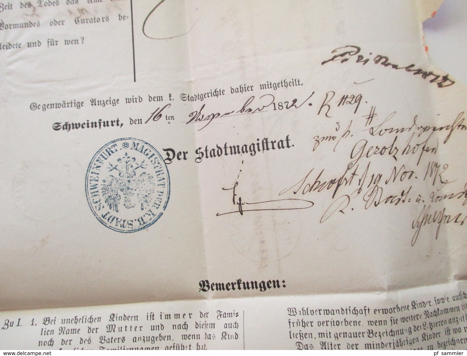 AD Bayern - DR 1809 - 1920er Jahre! Dienstbriefe / Amtsbriefe Markenlos. Viel mit Inhalt. Farbige Stempel. 100 Stk