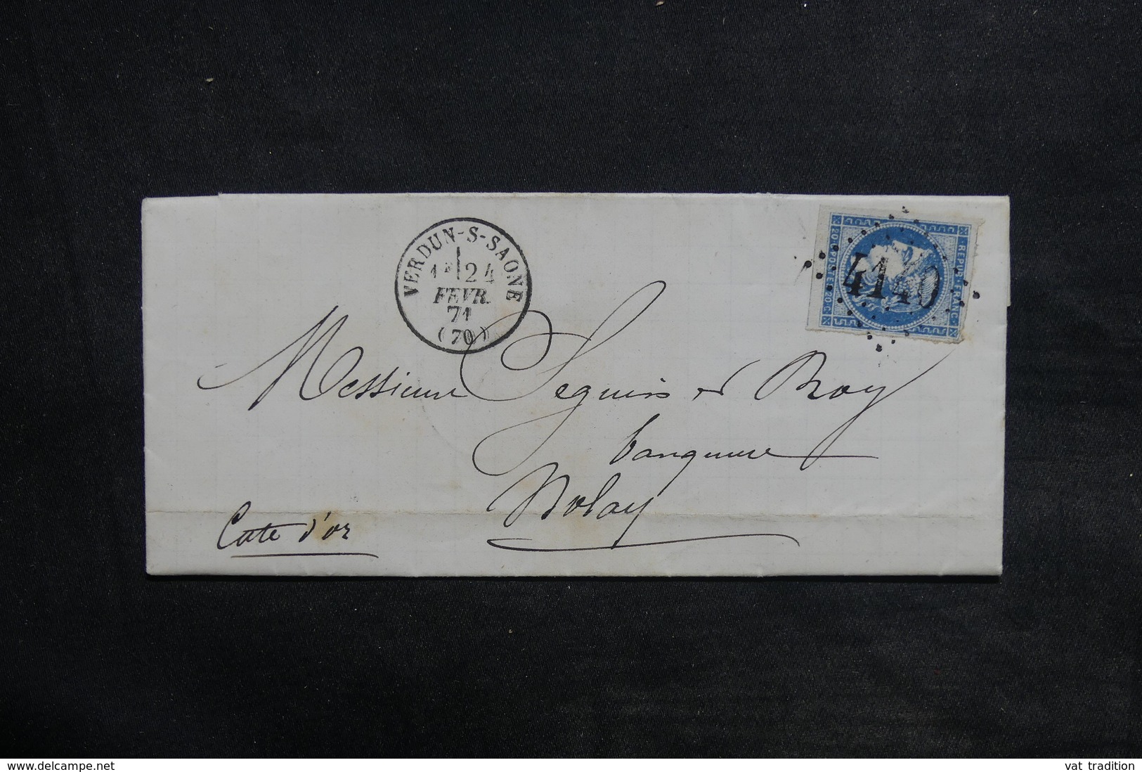 FRANCE - Lettre De Verdun / Saône En 1871 Pour Nolay , Affranchissement Type Bordeaux - L 36165 - 1849-1876: Période Classique