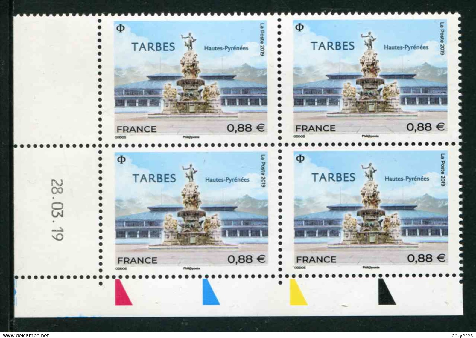 Bloc De 4 Timbres** Gommés De 2019 "0,88 € - TARBES (Hautes-Pyrénées)" Avec Date 28.03.19 (et Bobst) - 2010-2019