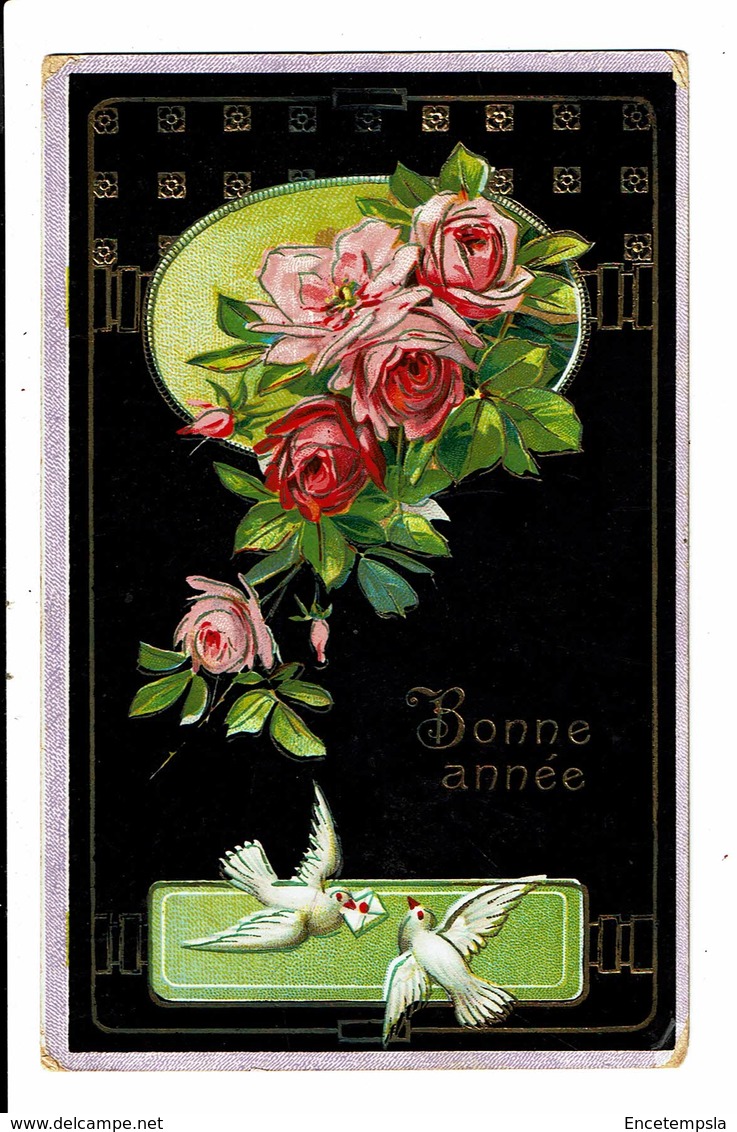 CPA - Carte Postale  Allemagne-Bonne Année-Deux Colombes Et Un Bouquet De Fleurs M4900 - Nouvel An