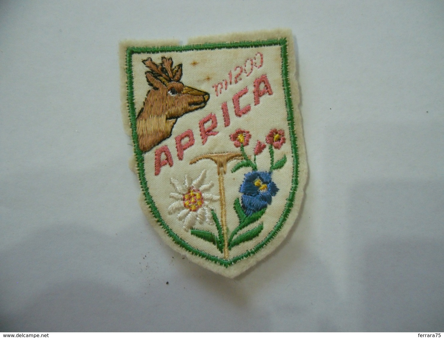 PATCH TOPPA STEMMA FREGIO VINTAGE IN STOFFA RICAMATO A MANO  APRICA. - Patches