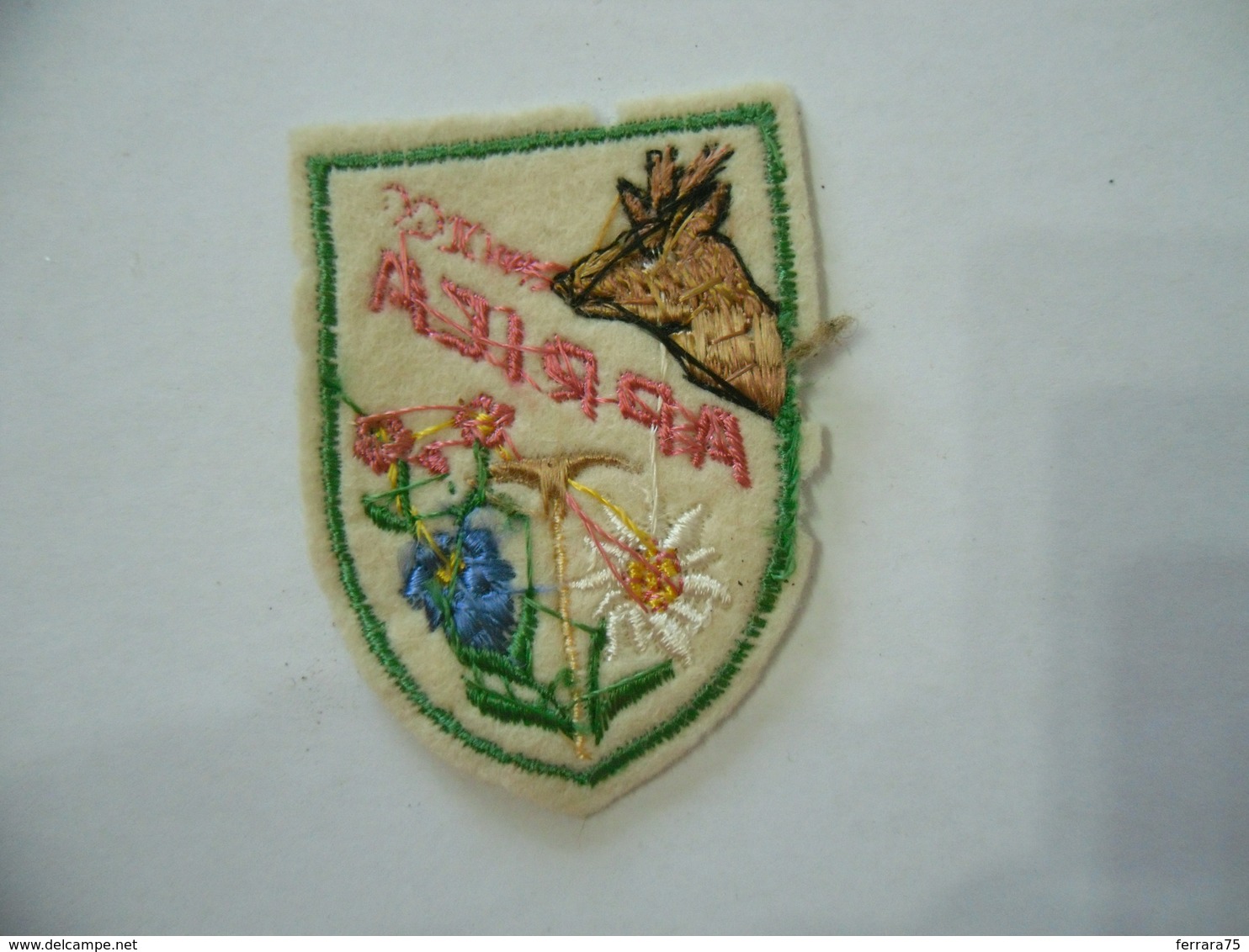 PATCH TOPPA STEMMA FREGIO VINTAGE IN STOFFA RICAMATO A MANO  APRICA. - Patches