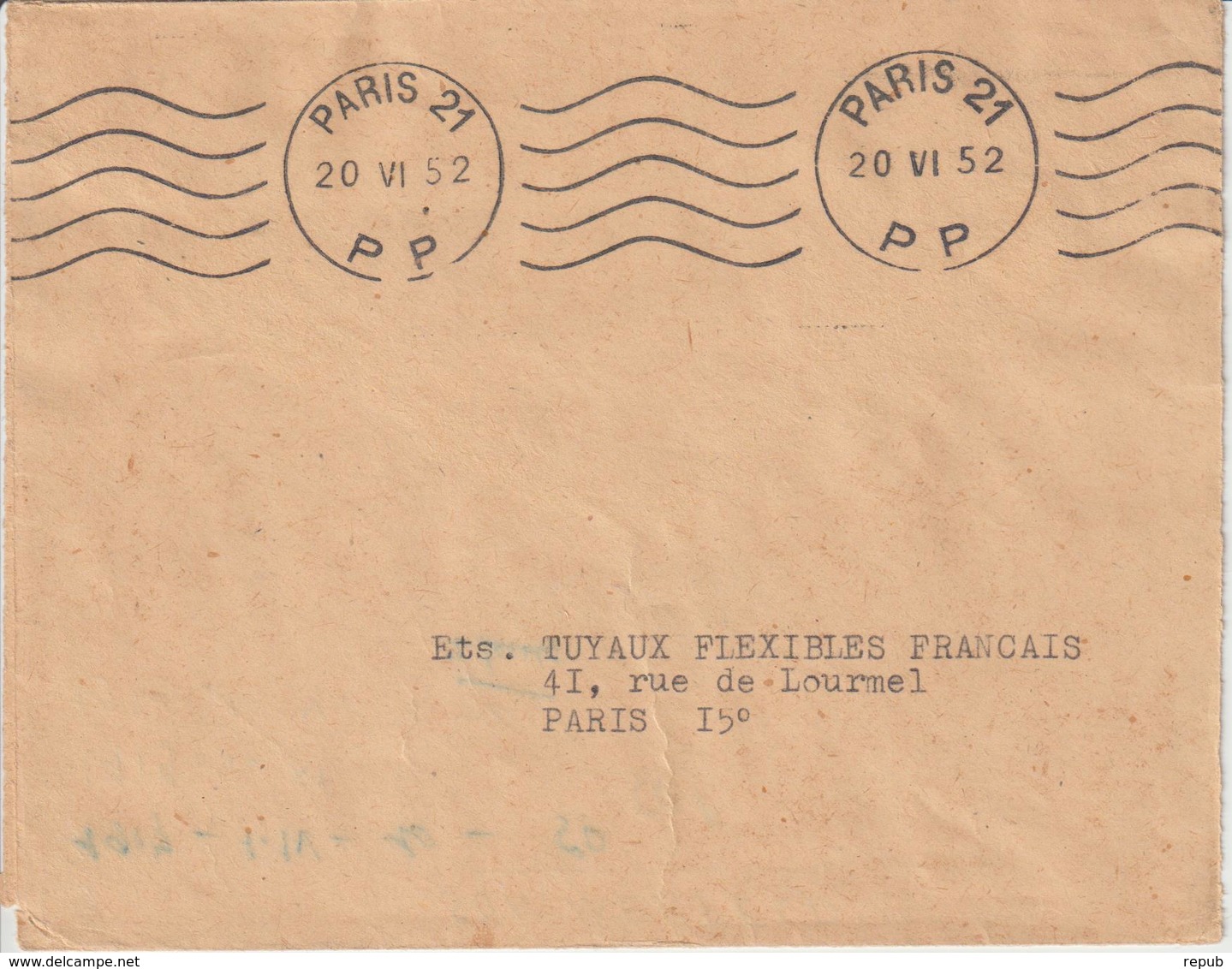 Lettre 1952 De Paris 21 Pour Paris Oblitération Krag PP - 1921-1960: Periodo Moderno