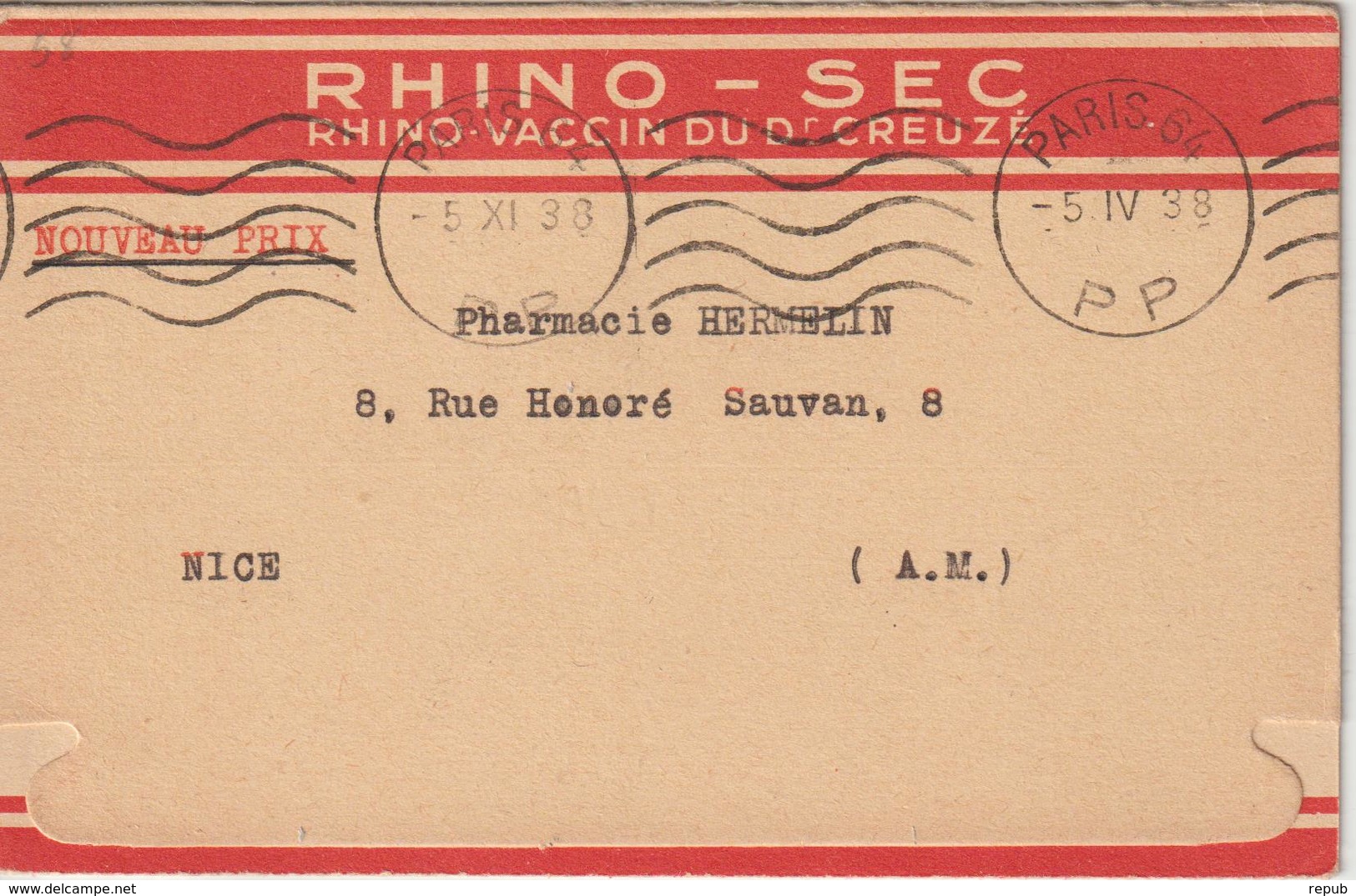 Lettre 1938 De Paris 64 Pour Nice Oblitération Krag PP - 1921-1960: Moderne