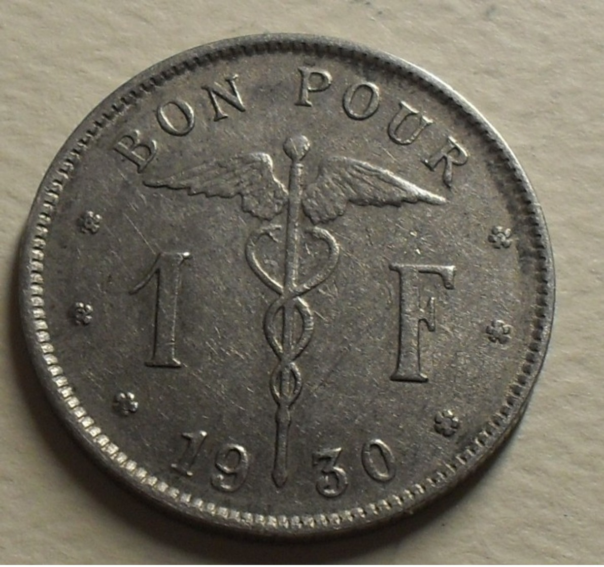 1930 - Belgique - Belgium - Bon Pour 1 FRANC, Albert 1, Type Bonnetain, Légende Belgique, KM 89 - 1 Franco