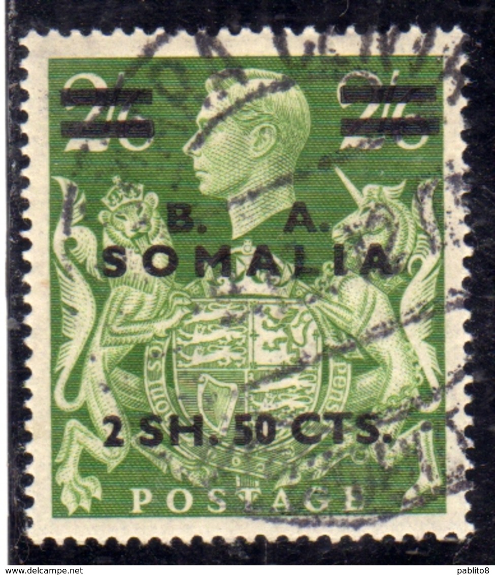 SOMALIA B.A. 1950 RE GIORGIO VI KING GEORGE BA 2,50 Su 2sh 6p 2/6 USATO USED OBLITERE' - Somalie