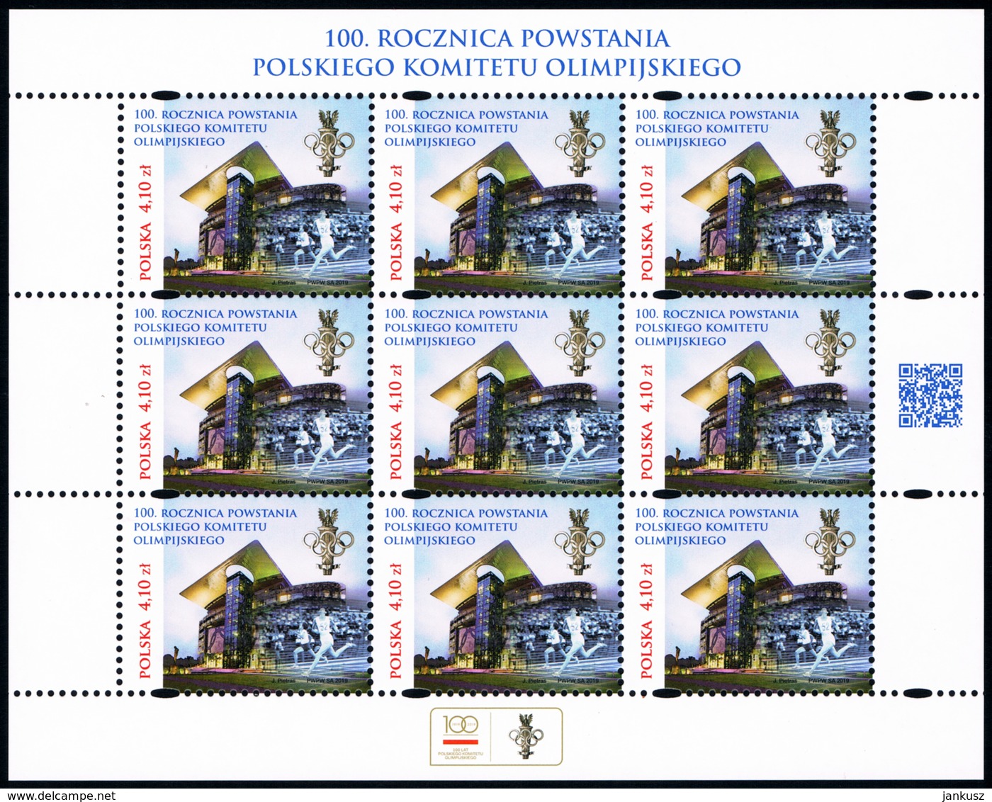 Poland 2019 Fi 4965 Mi 5115 Klb. 100th Anniversary Of The Founding Of The Polish Olympic Committee - Unused Stamps