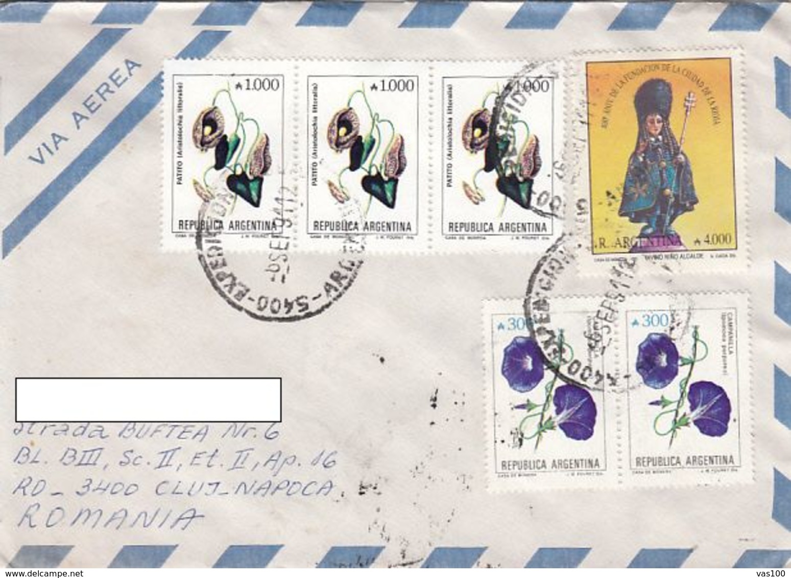 DIVINE CHILD, FLOWERS, STAMPS ON COVER, 1991, ARGENTINA - Covers & Documents