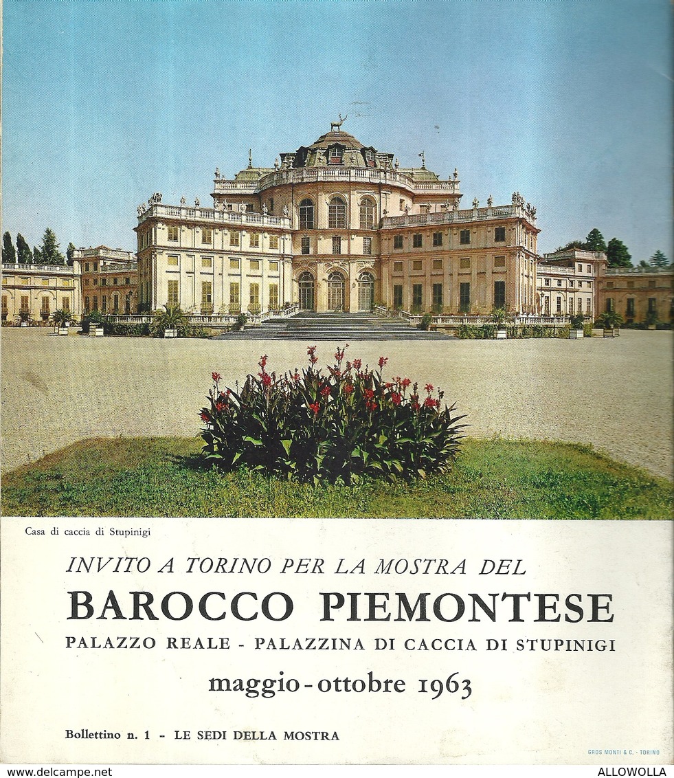 4820"INVITO A TORINO PER LA MOSTRA DEL BAROCCO PIEMONTESE-MAGGIO/OTTOBRE 1963" 16 PAG.+ COPERTINE-ORIG - Arte, Diseño Y Decoración