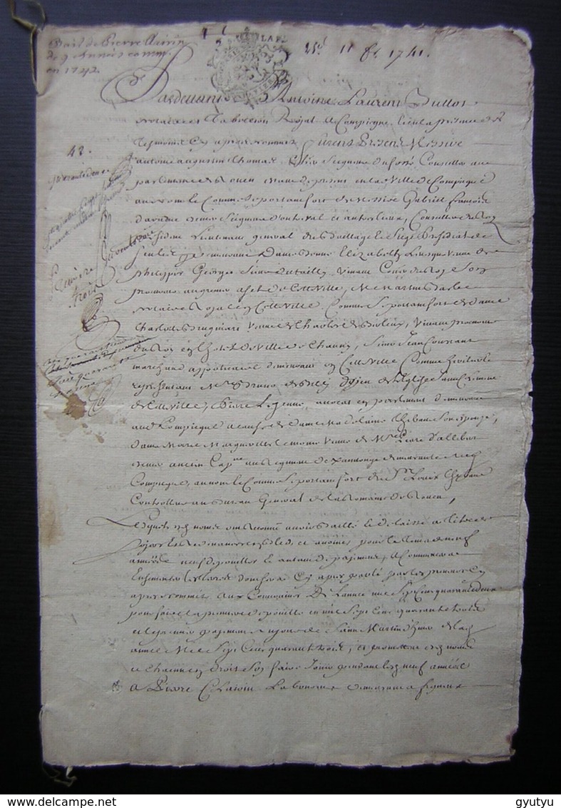 1741  Bail Pour Antoine Augustin Thomas à Pierre Clairain Ferme De Mermont (Crépy Oise), 8 Pages - Manuscripts