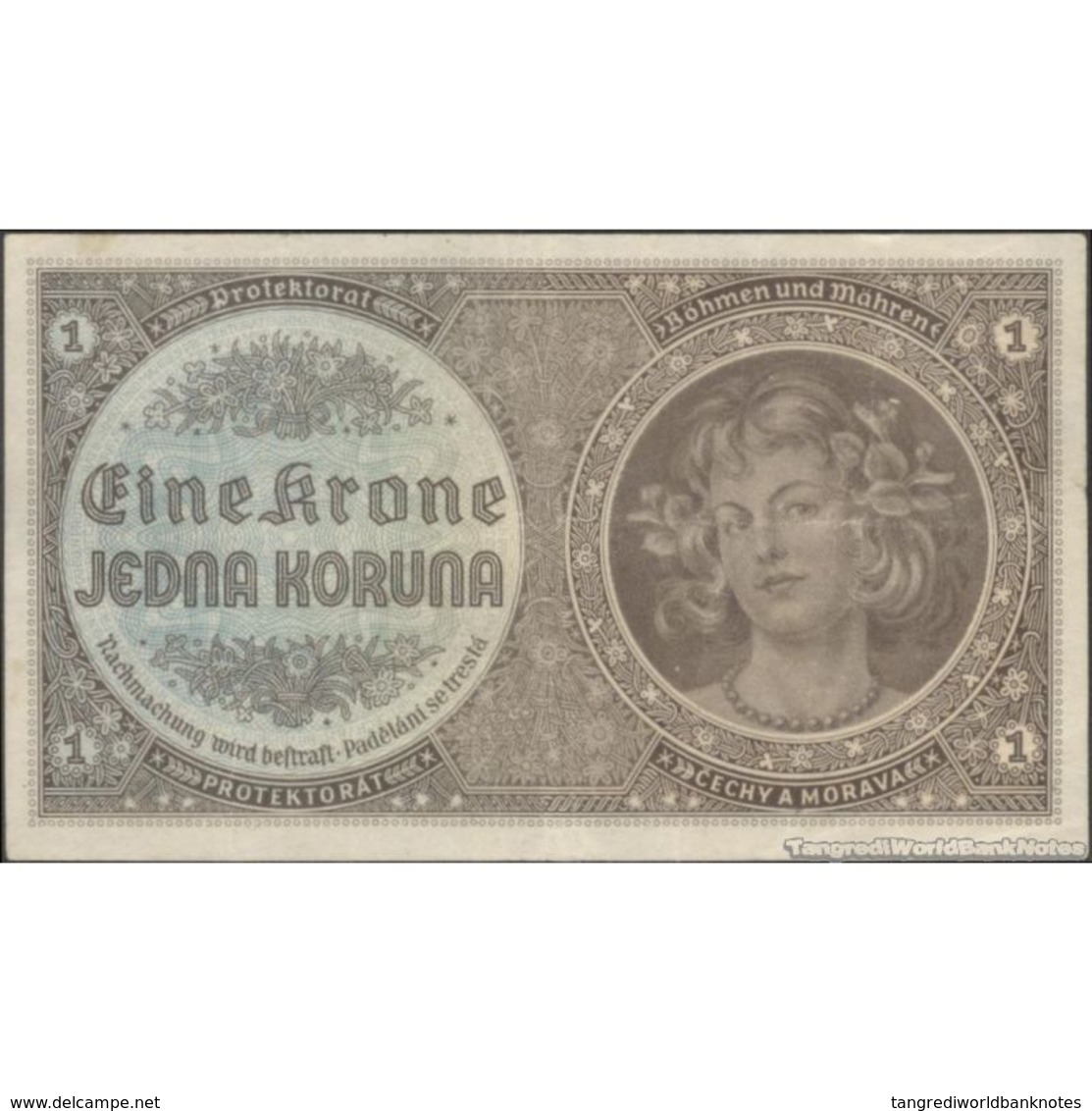 TWN - BOHEMIA & MORAVIA 3a - 1 Krone 1940 Serie: D 067﻿﻿ AVF - Otros – Europa