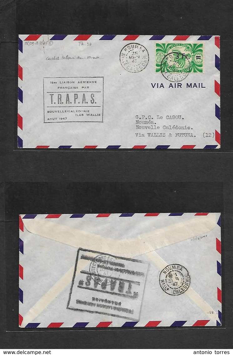 Airmails - World. 1947 (28 Aug) NEW CALEDONIA - WALLIS Island. First French Flight Connection. Fkd Env + Special Cachet. - Other & Unclassified