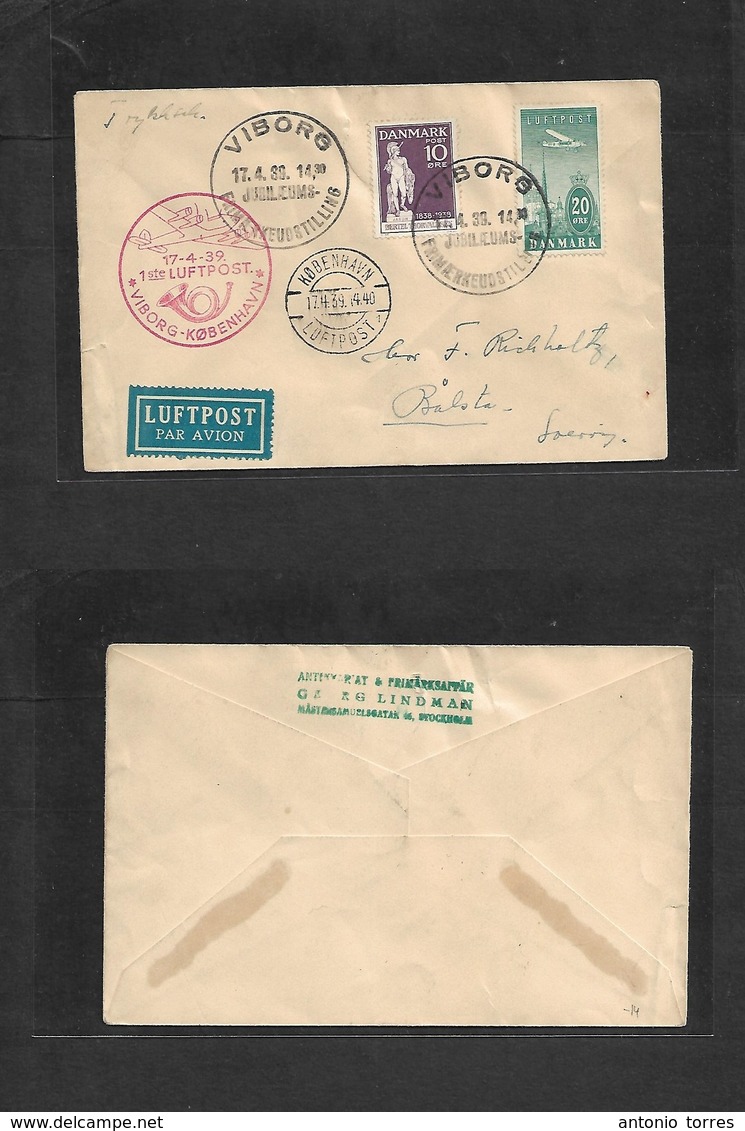 Airmails - World. 1959 (17 April) DENMARK. Special First Flight Comm Cachet, Fkd Env. Fine. - Autres & Non Classés